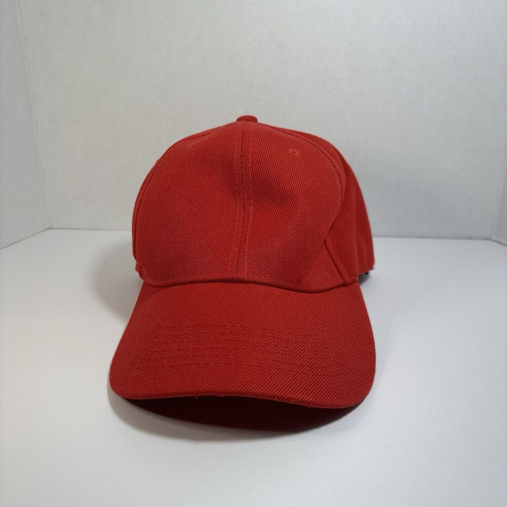 Red Plain Baseball Cap Adjustable Hat Classic Style EUC Poalivlaan